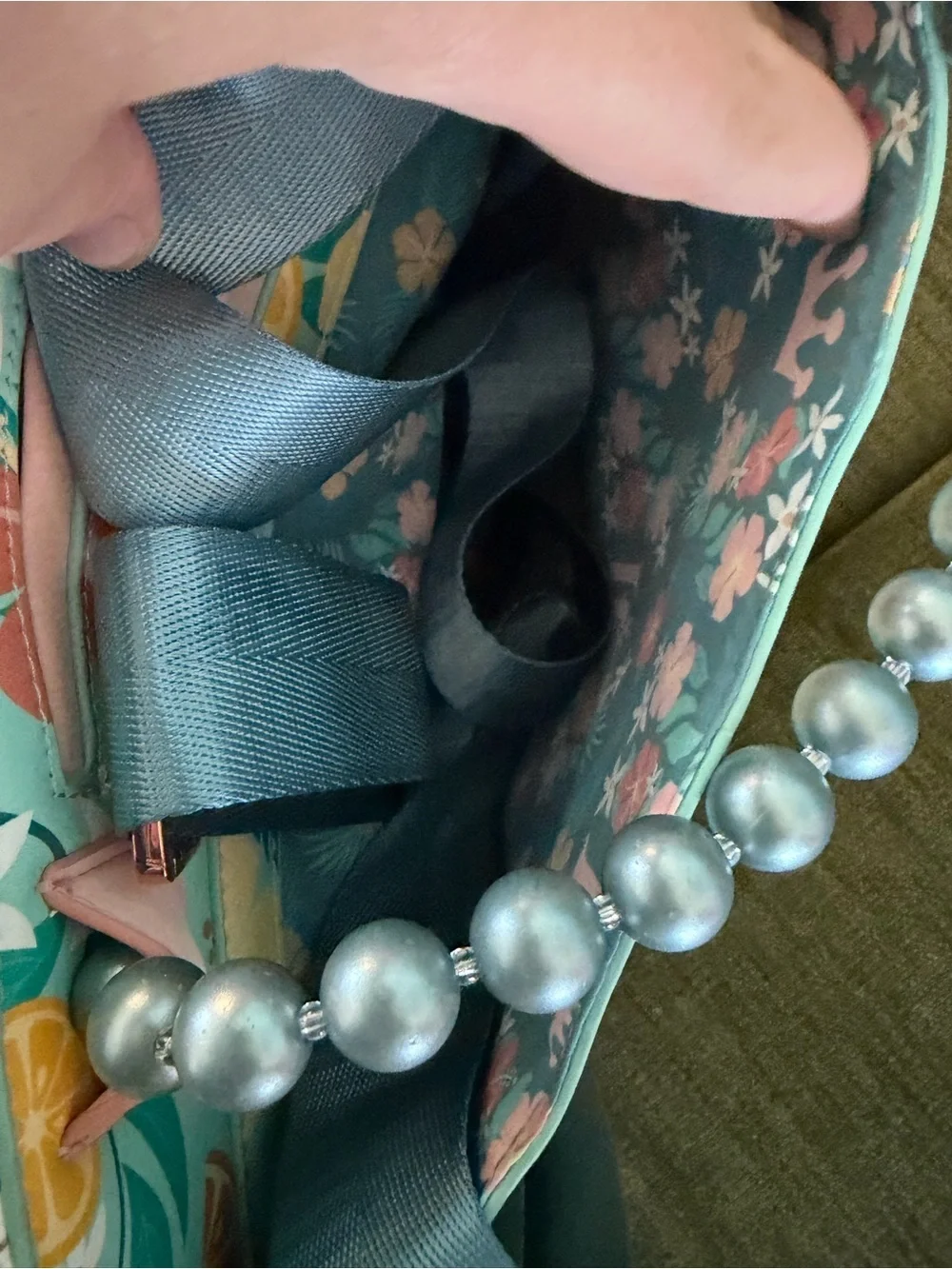Loungefly Citrus Slice Tote in Yellow and Aqua with Pearl Accents